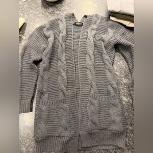 Cozy Gray Cable Knit Cardigan